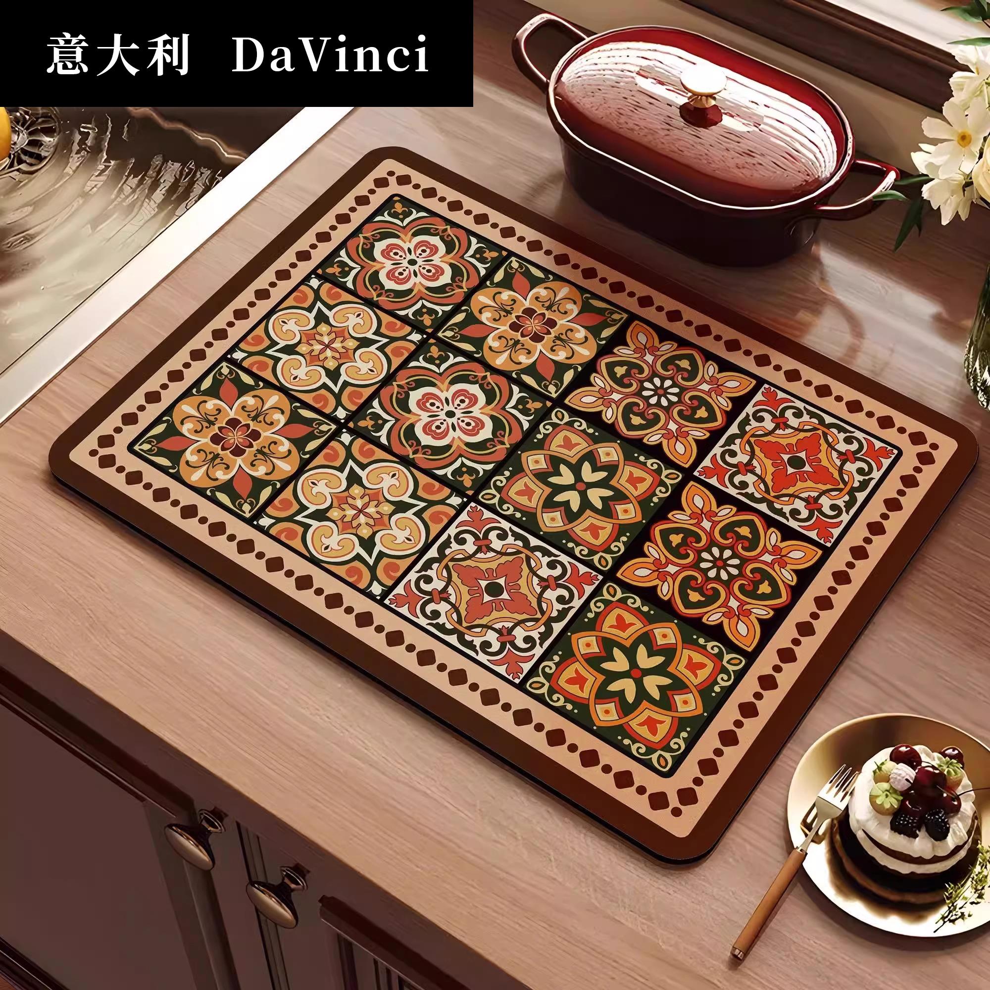 意大利厨房台面沥水垫硅藻泥复古轻奢隔热吸水垫速干洗手台台垫子