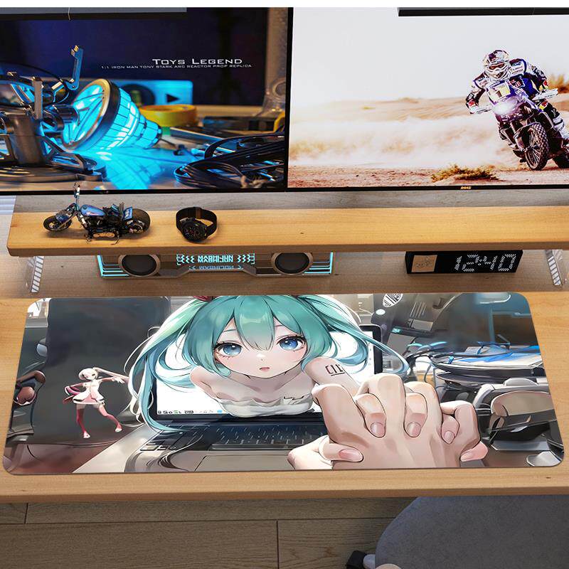 初音未来鼠标垫超大卡通动漫学生宿舍定制电脑桌垫大号防滑键盘垫