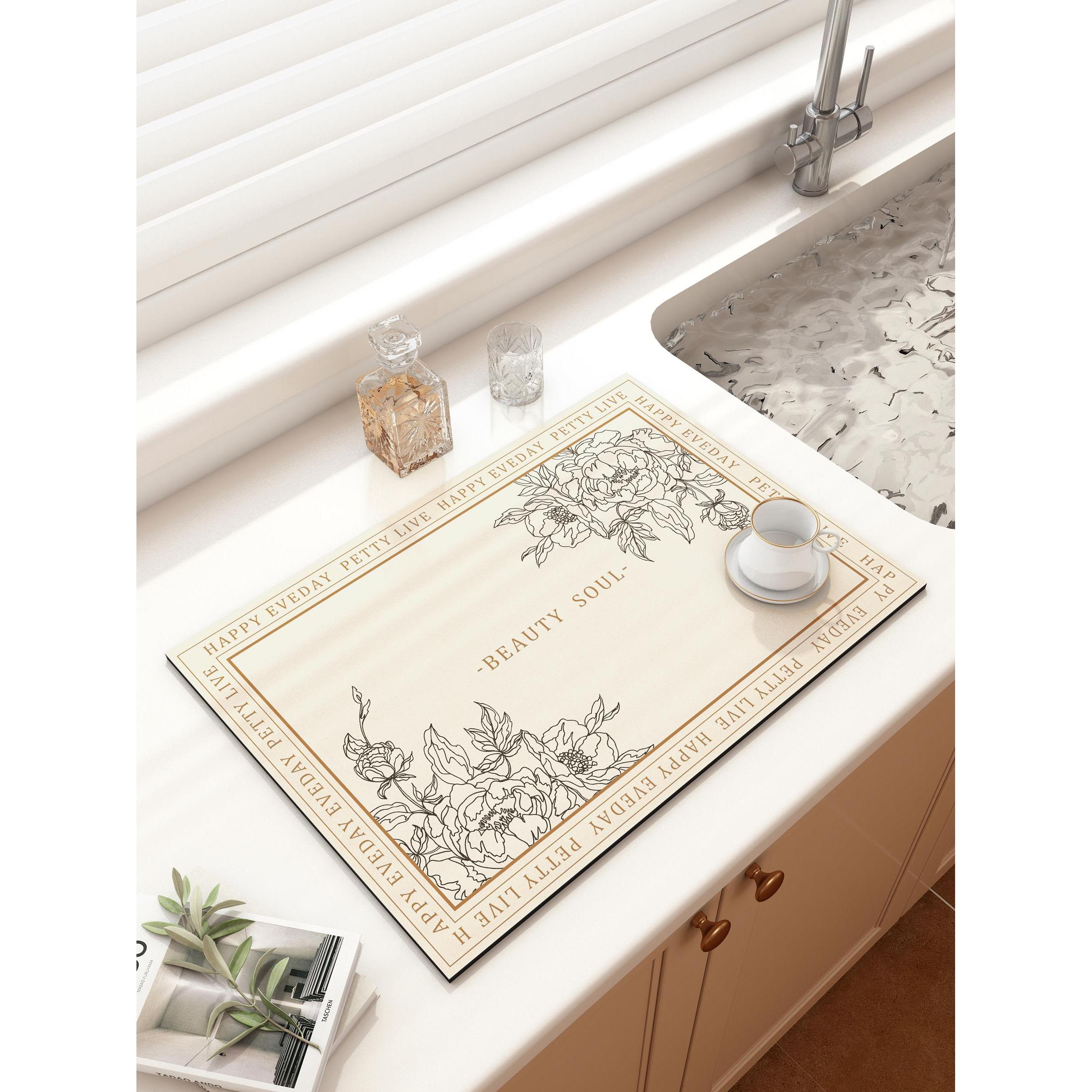 硅藻泥厨房台面沥水垫吸水速干隔热可裁剪防滑垫洗手台杯垫碗盆垫