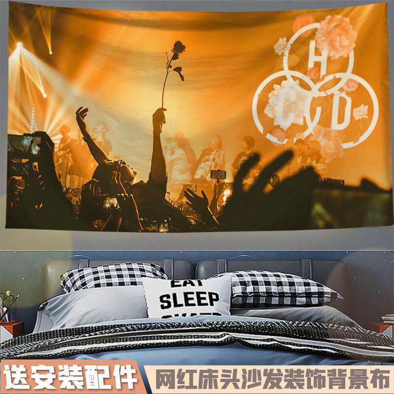 回春丹刘西蒙鲜花摇滚乐队背景布挂布音乐节酒馆墙上装饰墙布挂毯