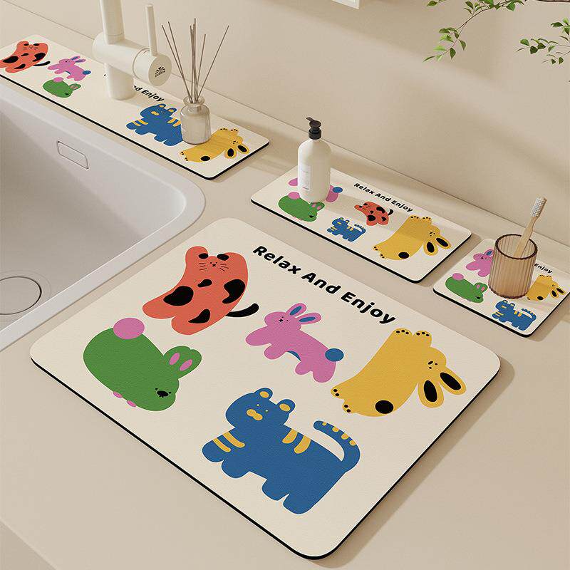 洗手台吸水凉垫化妆室台面水龙头沥水垫子洗漱台水池矽藻泥防溅杯