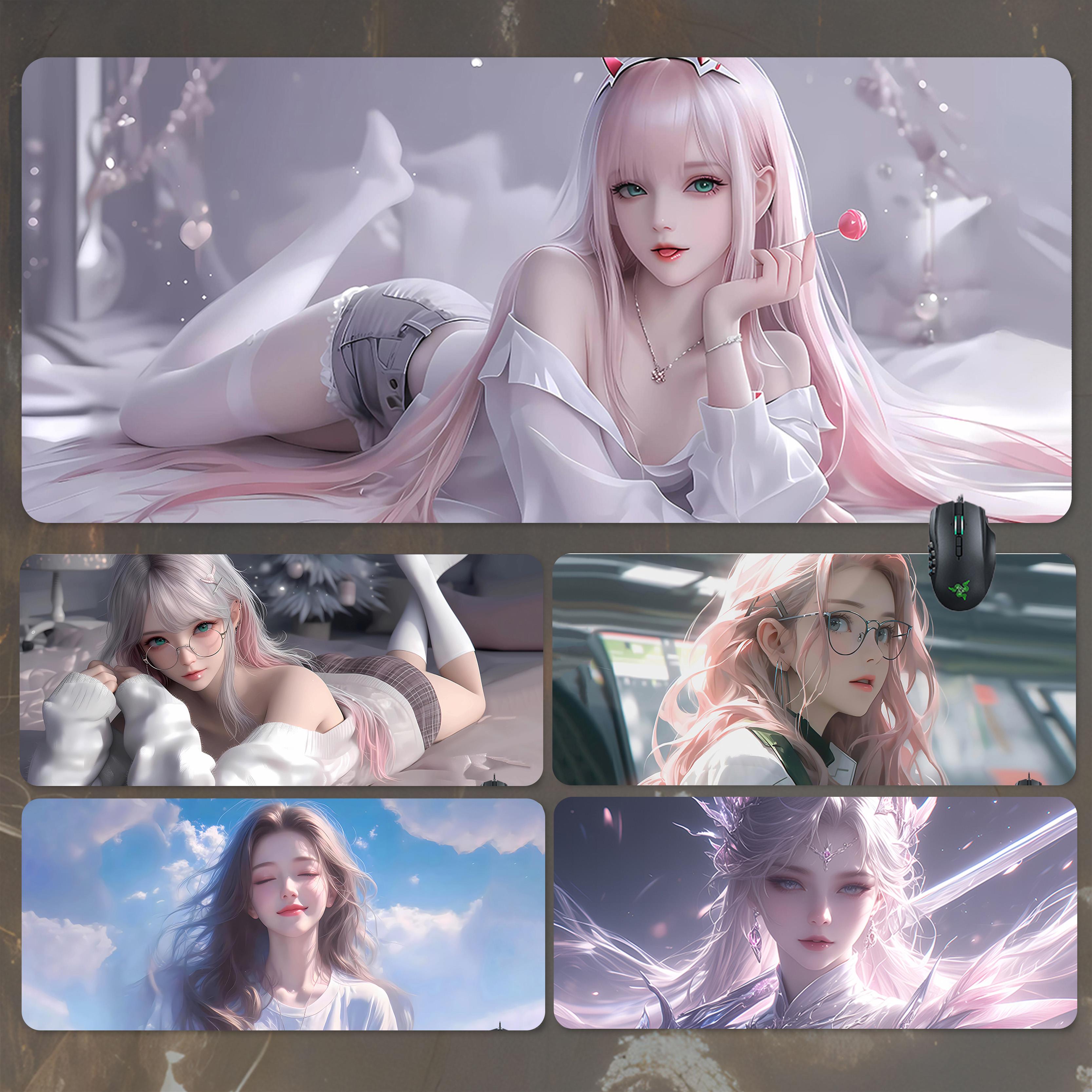 美少女动漫滑鼠垫超大号二次元男生电脑桌面垫办公电竞游戏桌面垫