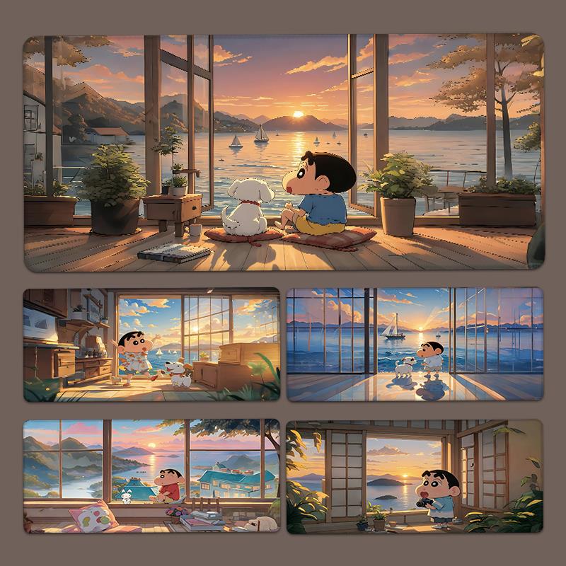 可爱的蜡笔鑫灿鼠标垫特大号女孩办公室高颜值电脑桌面垫键盘鼠标