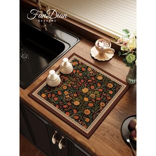 美式正方形厨房台面沥水垫硅藻泥速干吸水洗手吧台垫防滑隔热桌垫