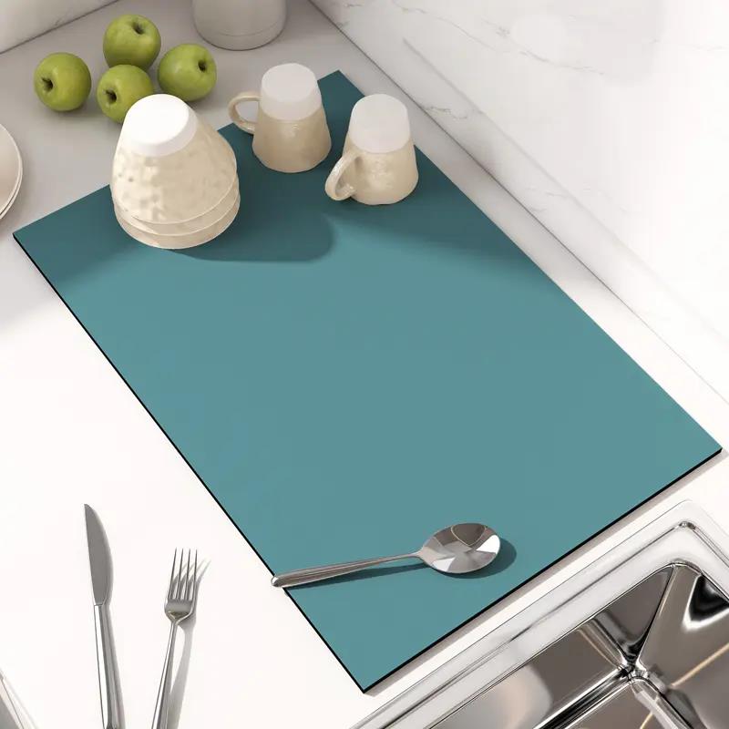 洗手台隔热泥防滑方形厨房软垫家用台面格棋盘垫硅藻沥水沥水垫子