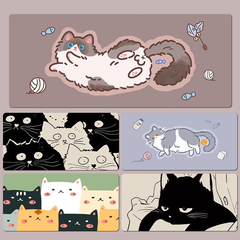 创意猫咪鼠标垫超大女生办公游戏家用高级个性定制大号 ins风桌垫