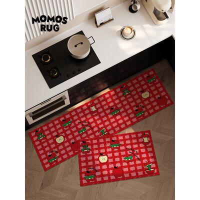 苹果鳄鱼厨房地垫家用耐脏硅藻泥可爱吸水吸油防滑耐脏脚垫门垫子