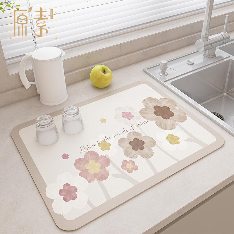 硅藻泥吸水垫厨房台面沥水垫卫生间水龙头洗手台垫吧台碗盘隔热垫