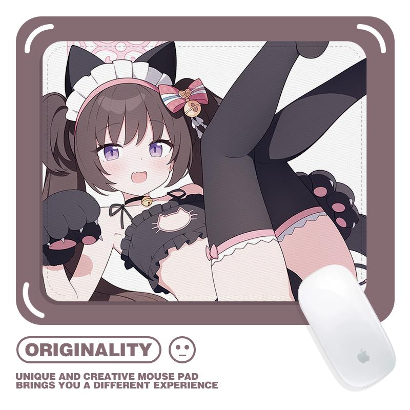 蔚蓝档案猫猫静子滑鼠垫二次元可爱少女宿舍专用锁边加厚防滑耐磨