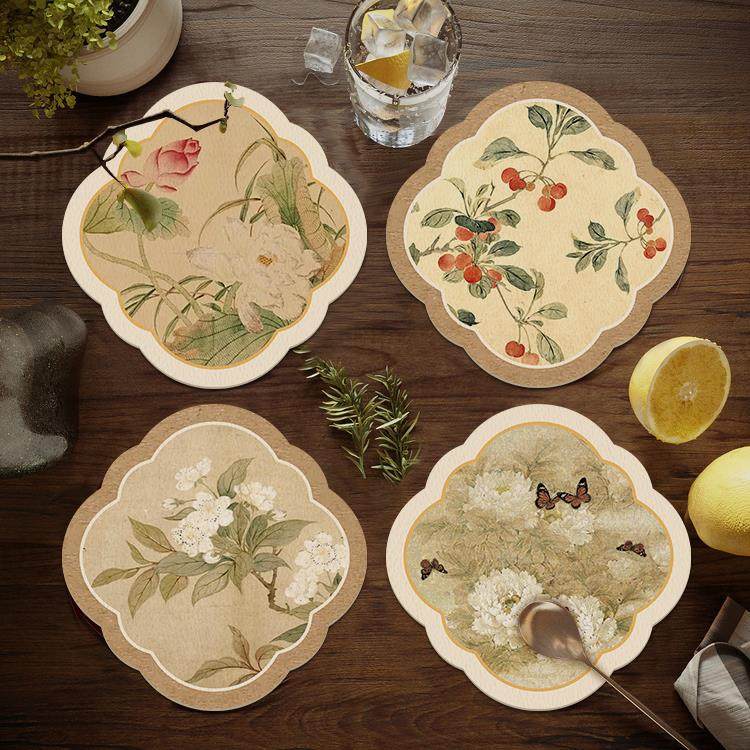 新中式餐桌隔热垫防烫杯垫家用硅藻泥吸水加厚餐垫耐高温锅垫碗垫