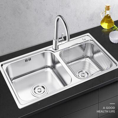加厚304不锈钢水槽体FQT厨房加深一双池槽套餐拉丝洗菜洗碗双盆