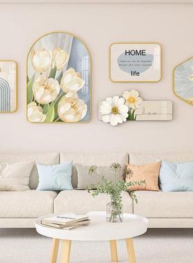 现代简约北欧客厅装pxx75669新饰画奶油沙发背墙钟表挂景画清餐厅
