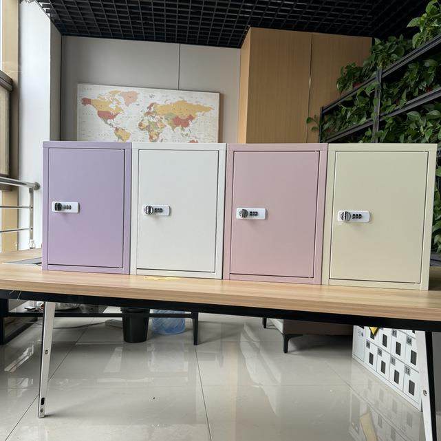 小型铁收皮柜家用卧室密码锁学储生见详情利克保险箱小型胡桌上纳