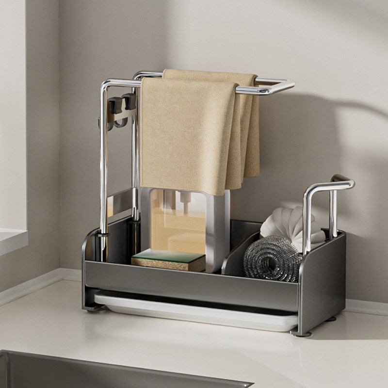 抹布架厨房沥水架家用台r面多功能海绵毛巾收纳架壁挂式水槽置物