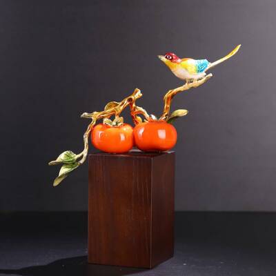 珐琅彩摆新厅中式柿柿件电视柜创意客玄关居家装饰CF-06117乔迁新