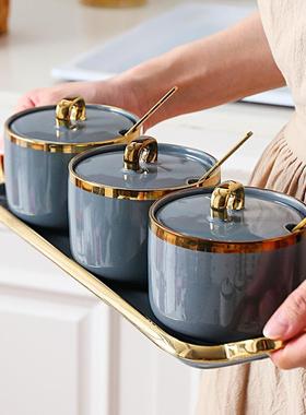 EEU骏生活轻奢调味罐厨房家用调料腾瓶组合套装罐盐罐调瓶料味收