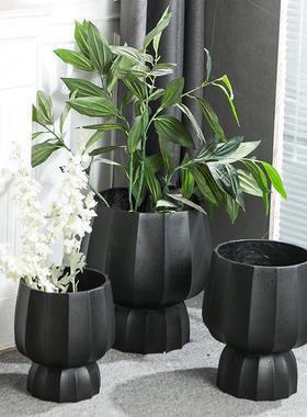 北镁泥杯落地大花盆极简大型软装特花器客厅民宿商场别MUN墅摆欧