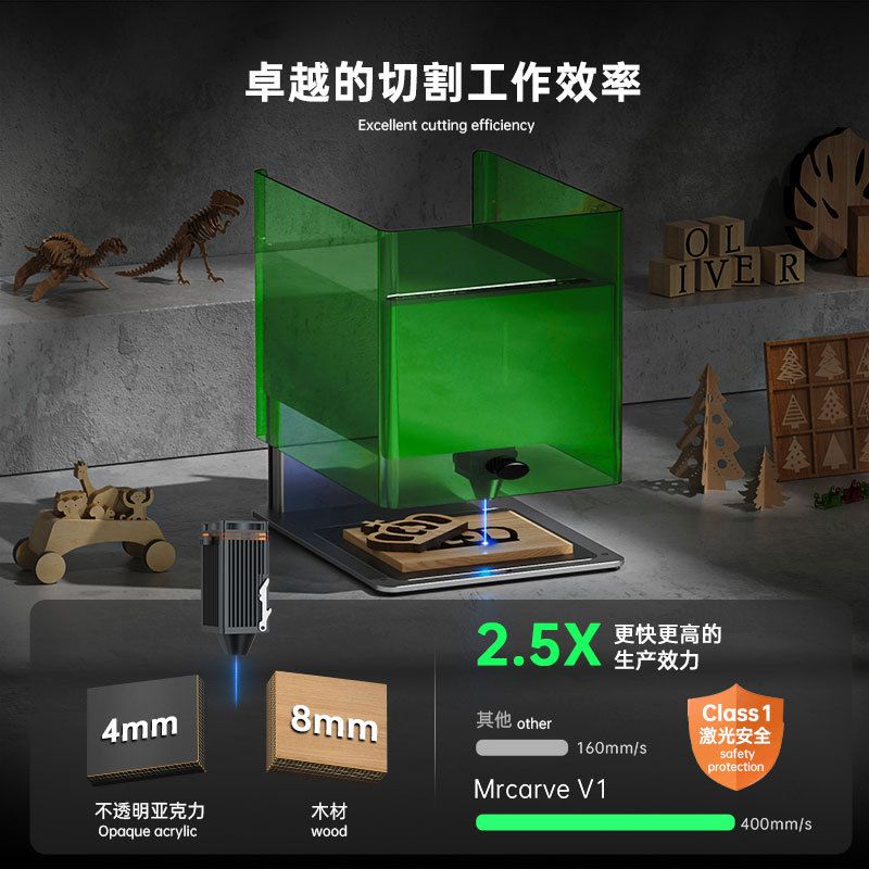 新款雕将激光雕刻机小型激光切割机超小号红光金属刻字机迷你套件