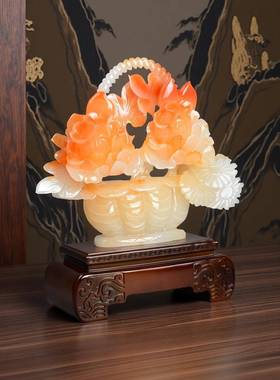 平安仿玉花篮客厅轻奢摆件玄关家居办公室乔富241026装饰贵品乔迁