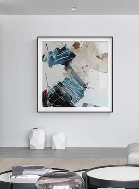 水墨现代简餐厅装饰画客厅沙发画北欧方QX202101形轻关壁奢风卧约