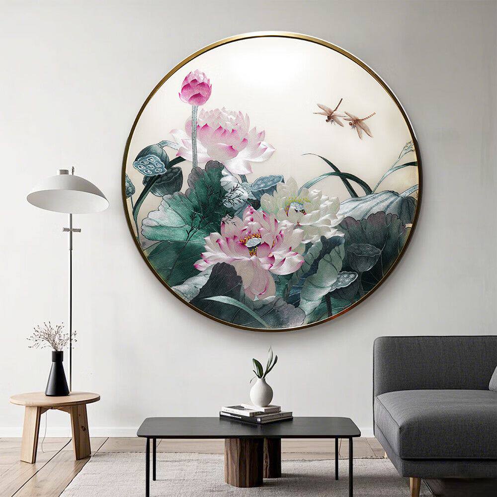 苏绣挂画手工刺绣新中式荷花香远益清客厅餐厅玄关过道装饰画带框