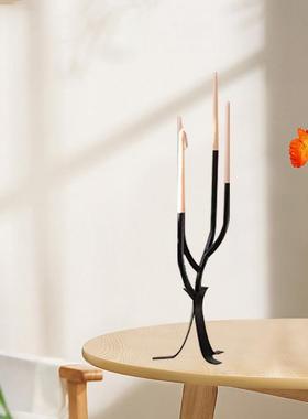 式金艺属五头烛baochen-台摆件件中浪漫餐桌装饰摆烛光晚餐铁蜡烛