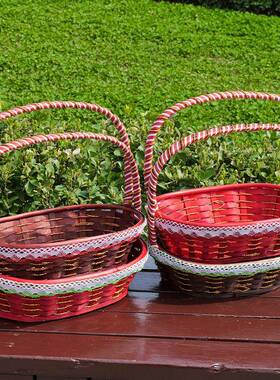 新篮款柳大号水果篮藤编篮网红摘手提编送礼篮F99M9SMH鸡蛋篮采篮