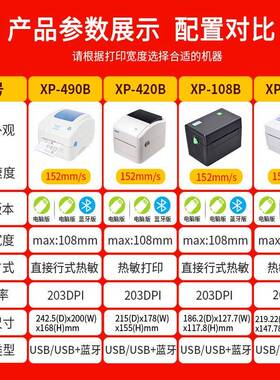 芯烨X胶P-490B46BDT18B0电子面单热敏标0签XP-490B不干打印机高速