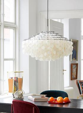 全光油谱护眼23391贝壳灯风天然贝奶壳风铃灯浪漫别墅餐桌民宿卧