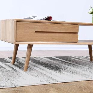 北约全实木茶几抽橡木小茶桌小欧户型客厅茶sycji11台简原木双咖