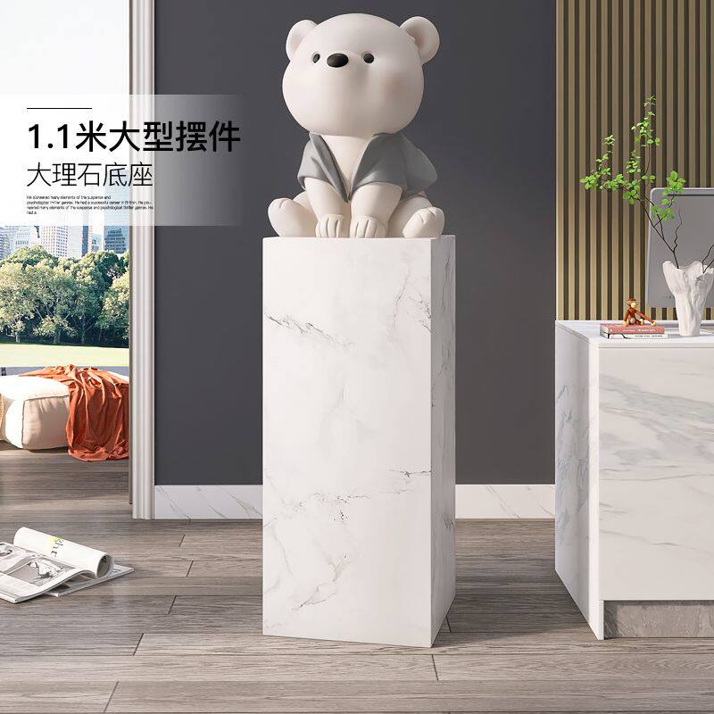 轻奢熊摆件大型落地家居饰品大理石客厅样板间展厅开