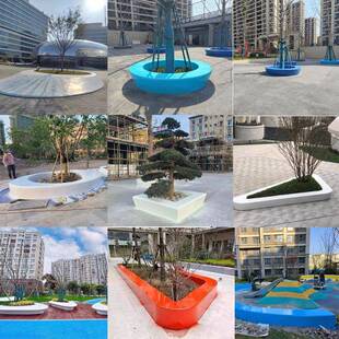 玻璃钢池座椅混凝花土透光QRS水树泥形坛花池坐异凳荐