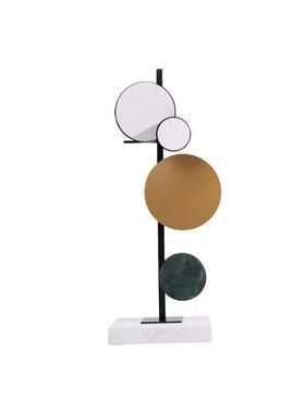 现代轻奢软装样板售PJO楼处房客厅家金属圆摆形大具理石底座件装