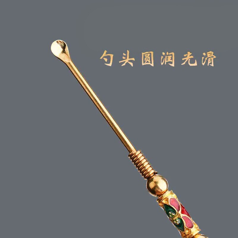 复古雕花加厚实心挖耳勺