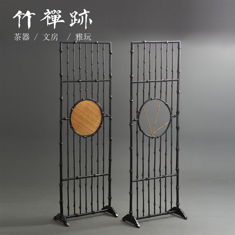 竹禅迹筇竹屏风 隔断客厅玄关柜茶室茶道空间手工茶道零配可移动