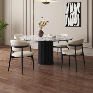 法式MLZ石宝格俪大理小圆餐桌家用户型中古圆风现代轻简约形实木