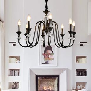 全铜法式复古蜡439烛吊黑色美灯式奢中古南洋客厅卧室设计风师轻
