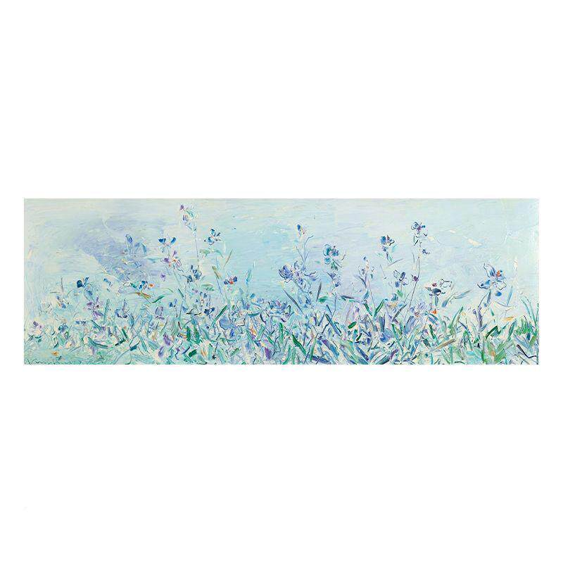 手顺丰蓝色卧室床头花纯绘油画小众XJU艺术品装卉饰画客厅横版成