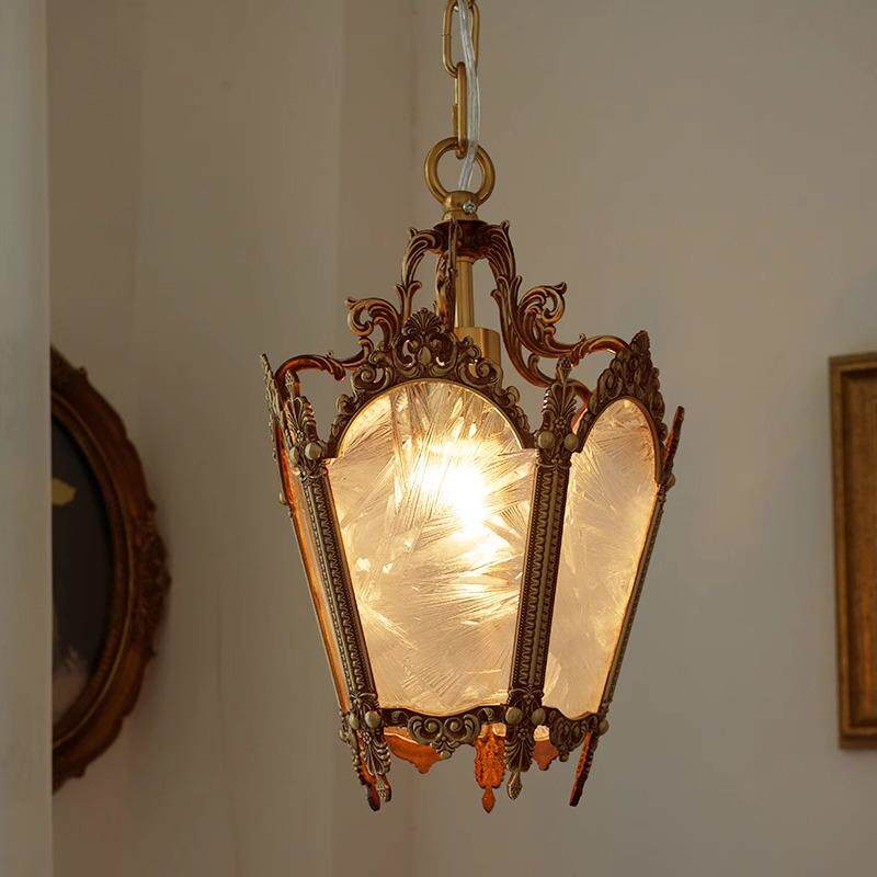 7K全灯光谱法式复153全铜轻奢玻璃吊古美床式复古玄关阳台头过道