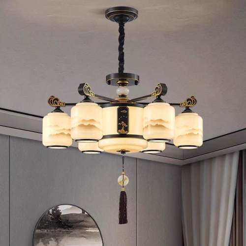 新中式单农客厅吊灯大厅主超亮431灯可换灯泡简大方村自建房餐厅