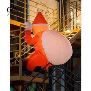 圣诞节饰品爬挂窗圣诞老人充气398气模主装 题场景布挂件置摆件饰