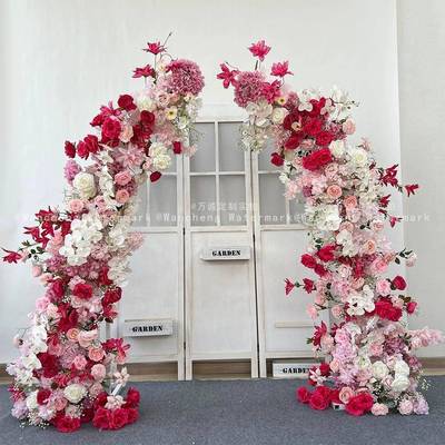 跨境牛592462角门婚礼礼门口装饰真花拱插门花户外婚装饰橱窗仿布