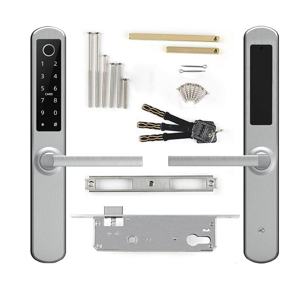 304不锈钢断桥指纹锁推拉门移平门S10阳台铝门窄边框开门密码智能