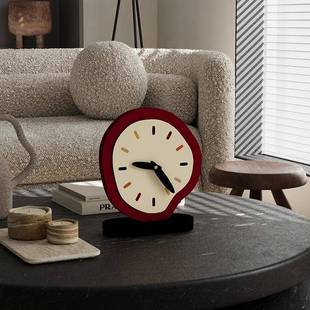 客厅小时钟台表摆式学生儿童简约迷你创感意红桌F977SS67面网装饰