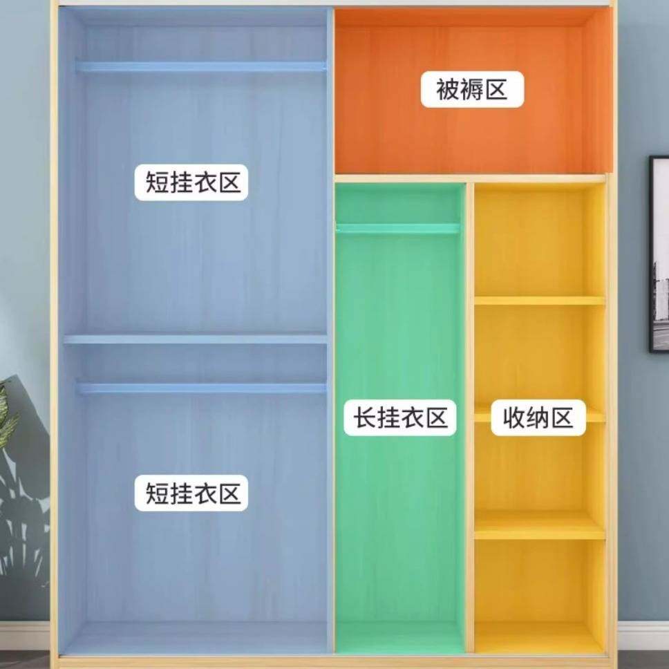 衣柜推拉门简约现代家用家具简易衣橱实木板式柜子储物柜出租房用
