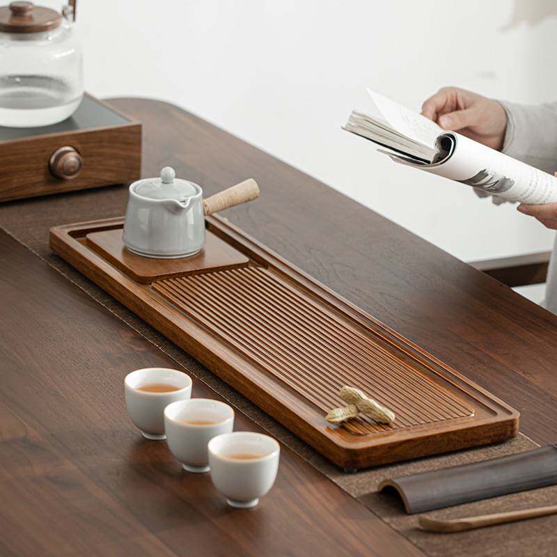 禅静重竹茶盘平板家用长方形茶海日式茶台茶托排水蓄水双用干泡盘