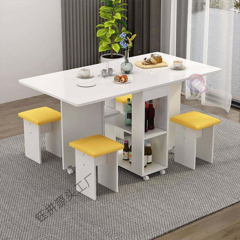 QEX折叠餐桌家用桌小型简易多功能桌椅组移户合长方形可动吃饭子