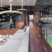 跨境中织山灯具复古麻绳展吊灯轮胎吊灯灯饰厅手工编览室944餐博