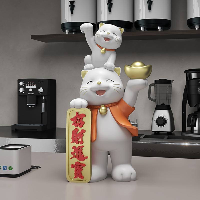 创意招财猫工艺品摆件客厅沙发旁前台大厅装饰品新店铺开业送礼