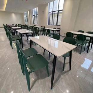 实木岩板餐桌小吃桌工校员餐食学堂餐桌椅厅8016快餐店麻辣烫面馆